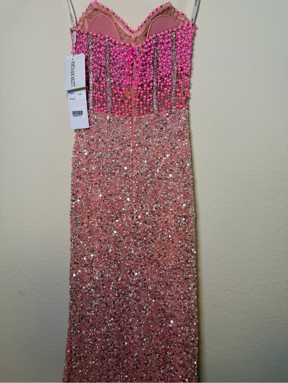 Portia & Scarlett PS26432C Pink Beaded Corset Gown Size 4 NWT $899 - Picture 13 of 16
